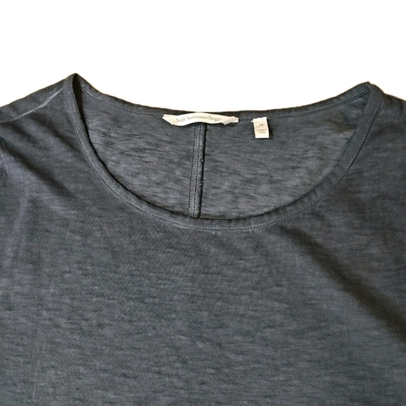 Soft Surroundings Eyelet Asymmetrical Hem Tunic Top Woman 1X Charcoal Gray Artsy - Picture 5 of 9